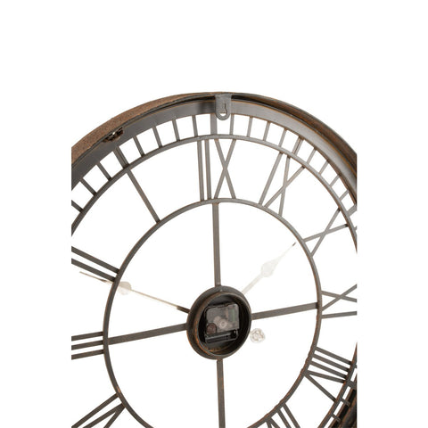 J-Line Romeinse Cijfers klok - metaal/ glas - roest - Ø 67 cm