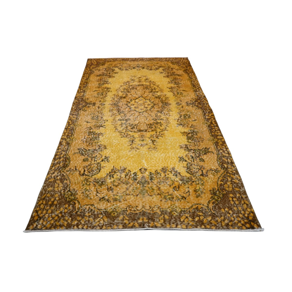 Geel vintage vloerkleed - 205x117 cm - HANDGEMAAKT