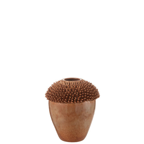 J-Line vaas Spikes - porselein - bruin - small - Ø 27.5 cm