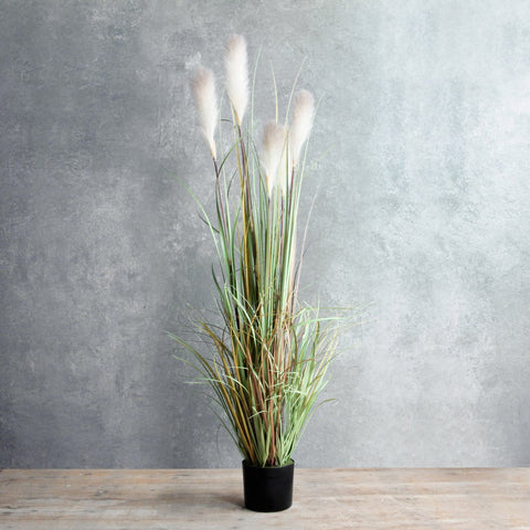 Pluimgras Foxtail Kunstplant - H81 x Ø45 cm - Wit