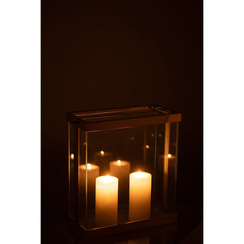 J-Line Lantaarn Rechthoekig Enma Ijzer/Glas Goud Small
