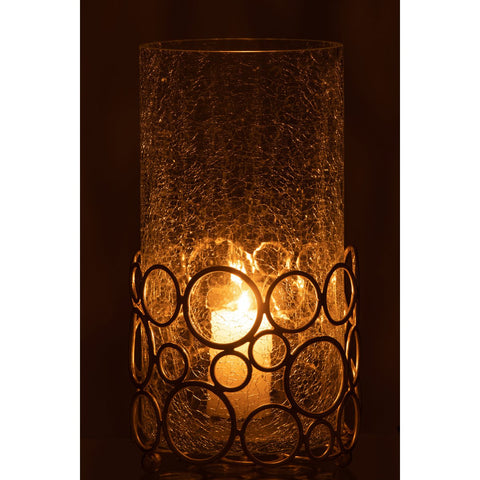 J-Line kaarshouder Kyev - glas/ijzer - transparant/goud - large