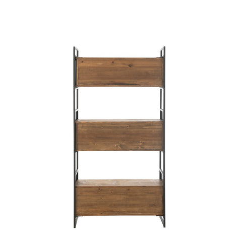 J-Line Rek Gerecycleerd Hout/Metaal Zwart/Naturel Small