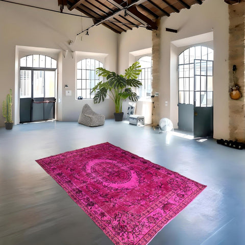Roze vintage vloerkleed - 285x188 cm - HANDGEMAAKT
