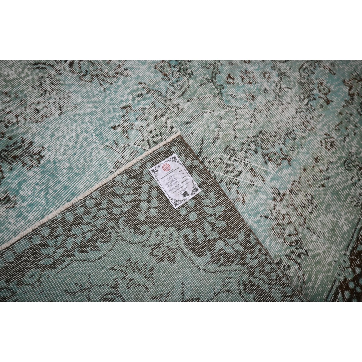 Turquoise vintage vloerkleed - 216x116 cm - HANDGEMAAKT