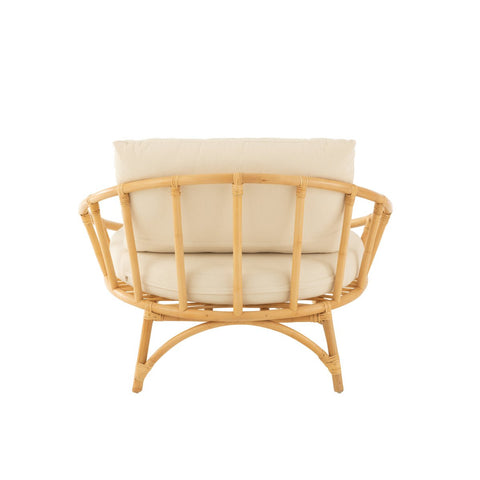 J-Line stoel + kussen - jute/textiel - naturel/wit