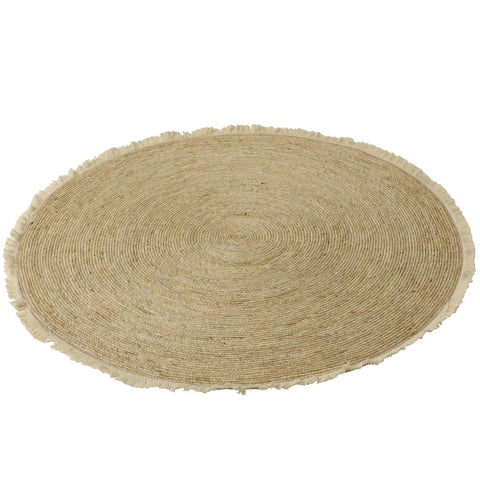J-Line tapijt Kwastjesband - jute/katoen - beige/wit