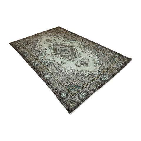 Licht groen vintage vloerkleed - 250x168 cm - HANDGEMAAKT