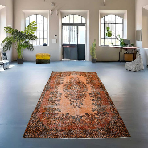 Vintage vloerkleed oranje - 274x167 cm - HANDGEMAAKT
