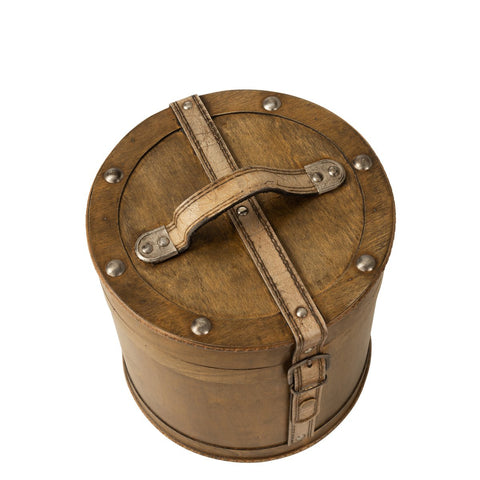 J-Line Koffers Rond - hout - beige