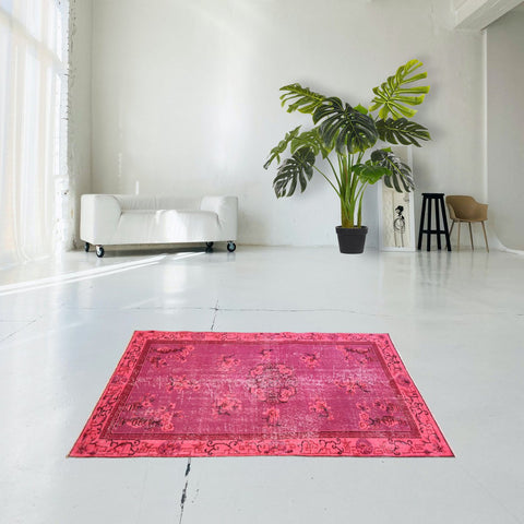 Roze vintage vloerkleed - 200x115 cm - HANDGEMAAKT