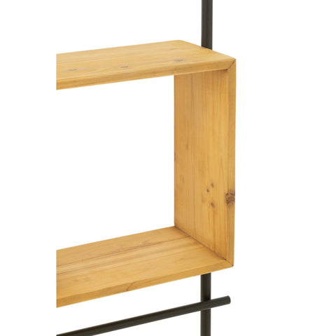 J-Line Muur Schap Met Spiegel Tina Hout/Ijzer Zwart/Naturel