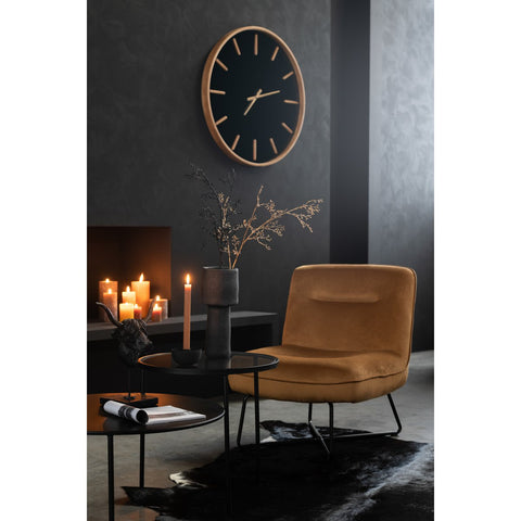J-Line Rond klok - hout/ glas - bruin/ zwart - Ø 80 cm