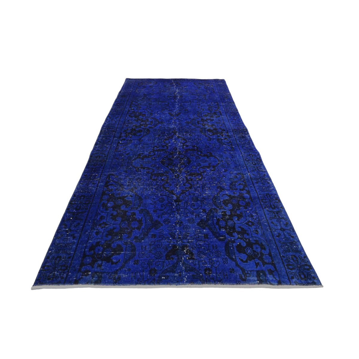 Blauw vintage vloerkleed - 226x112 cm - HANDGEMAAKT
