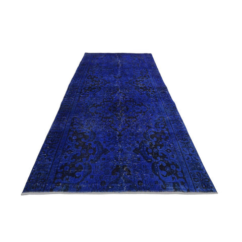 Blauw vintage vloerkleed - 226x112 cm - HANDGEMAAKT