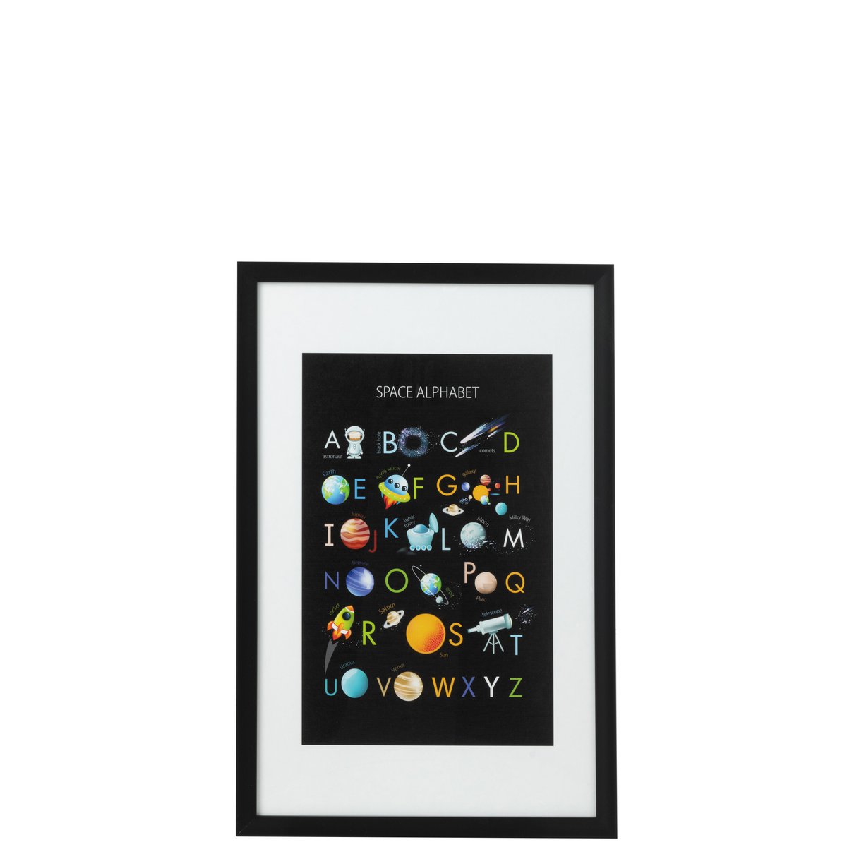 J-Line wanddecoratie Alfabet - papier/kunststof - zwart