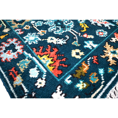 Turquoise Azeri vloerkleed - 95x70 cm - HANDGEMAAKT