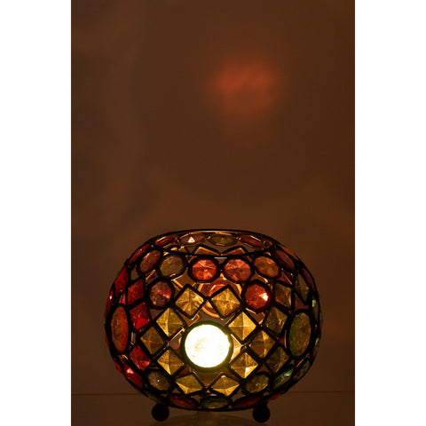 J-Line Windlicht Ijzer/Kunststof Mix