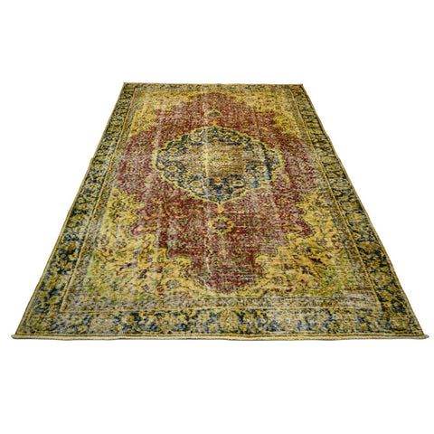Geel vintage vloerkleed - 224x157 cm - HANDGEMAAKT