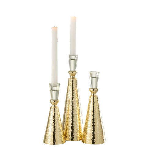 J-Line kandelaar Tape - aluminium/glas - goud/transparant - large