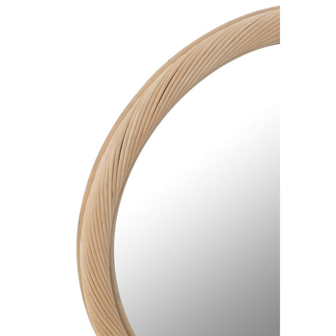 J-Line wandspiegel Rond Rotan/glas Naturel Small