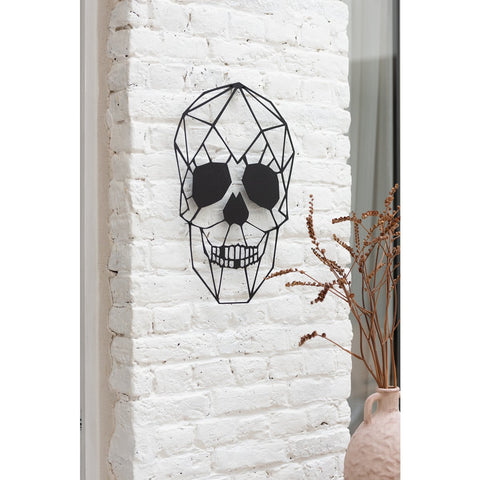 J-Line wanddecoratie Schedel - metaal - zwart