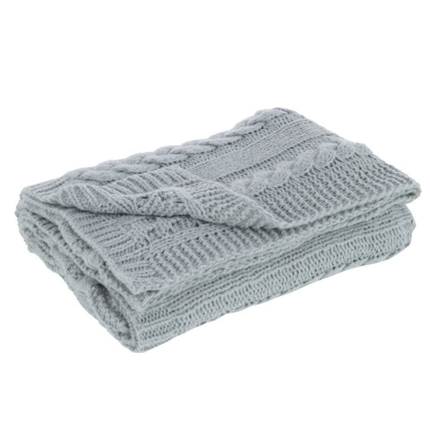 J-Line Plaid twist - polyester - grijs - 130 x 180 cm