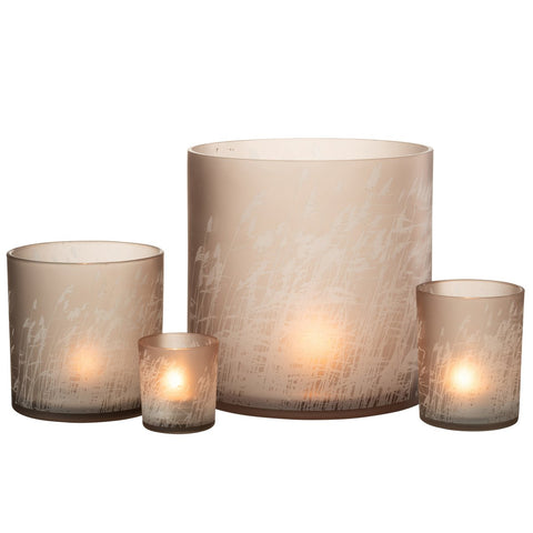 J-Line lantaarn gras - glas - beige - extra groot