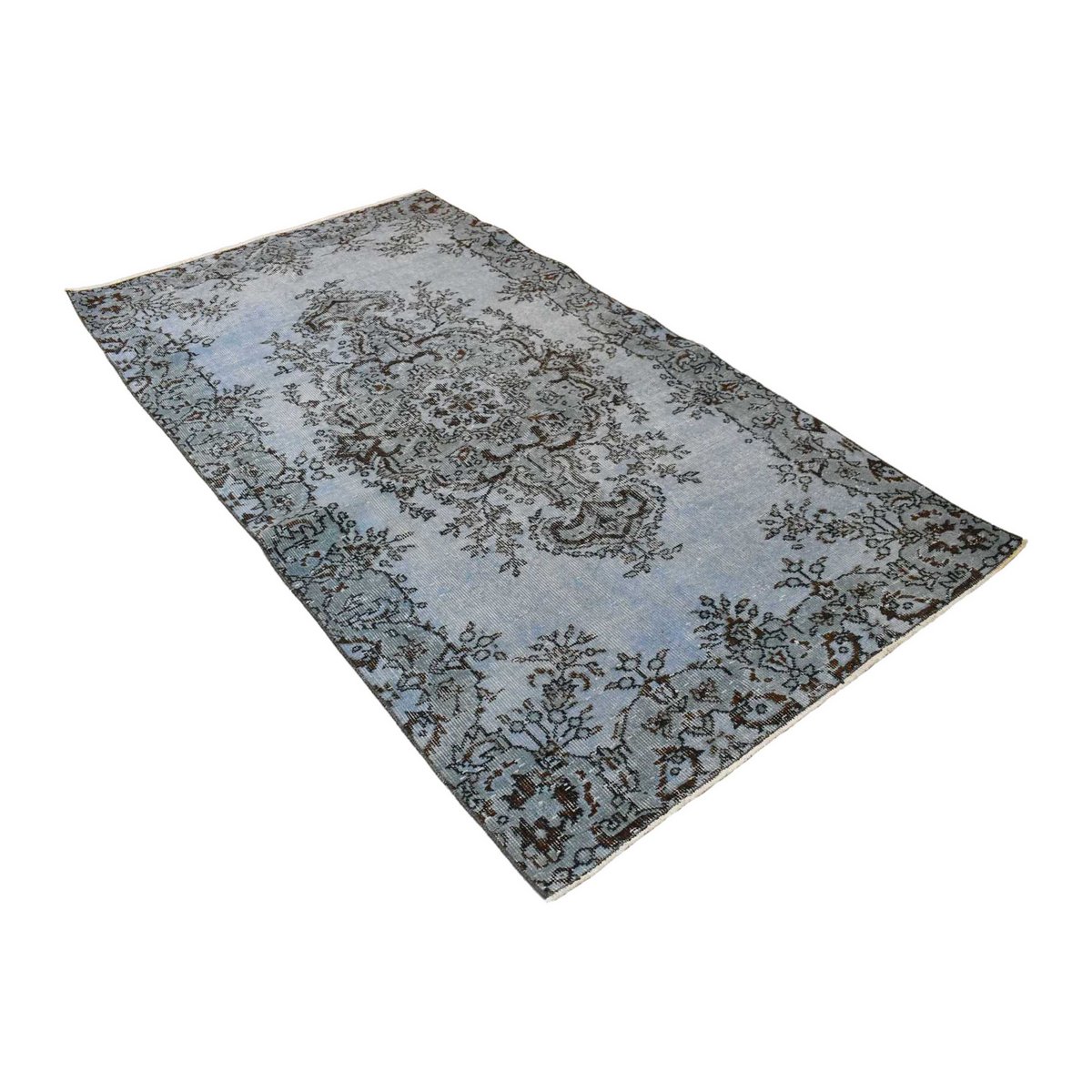 Blauw vintage vloerkleed - 205x111 cm - HANDMADE