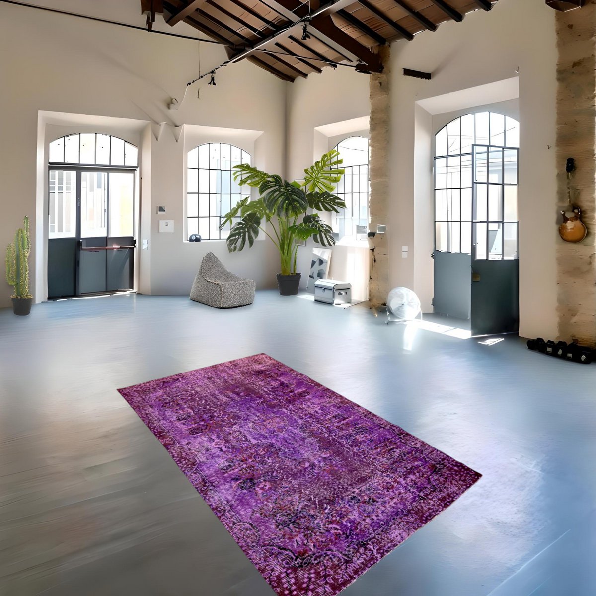 Paars vintage vloerkleed - 258x157 cm - HANDGEMAAKT