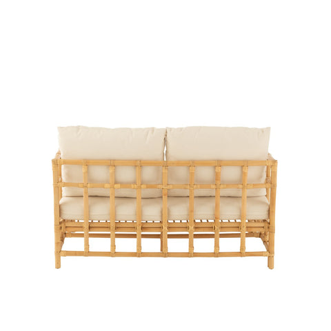 J-Line sofa Elise + kussen 2 Personen - rotan/textiel - naturel/wit