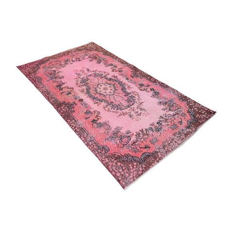 Roze vintage vloerkleed - 200x113 cm - HANDGEMAAKT