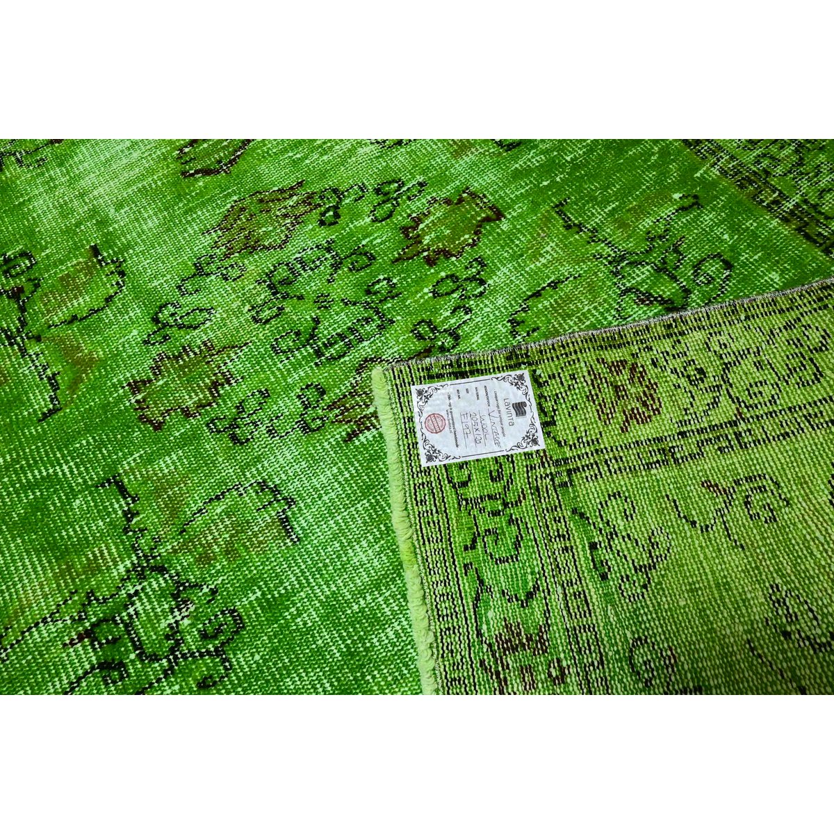 Groen vintage vloerkleed - 205x120 cm - HANDGEMAAKT