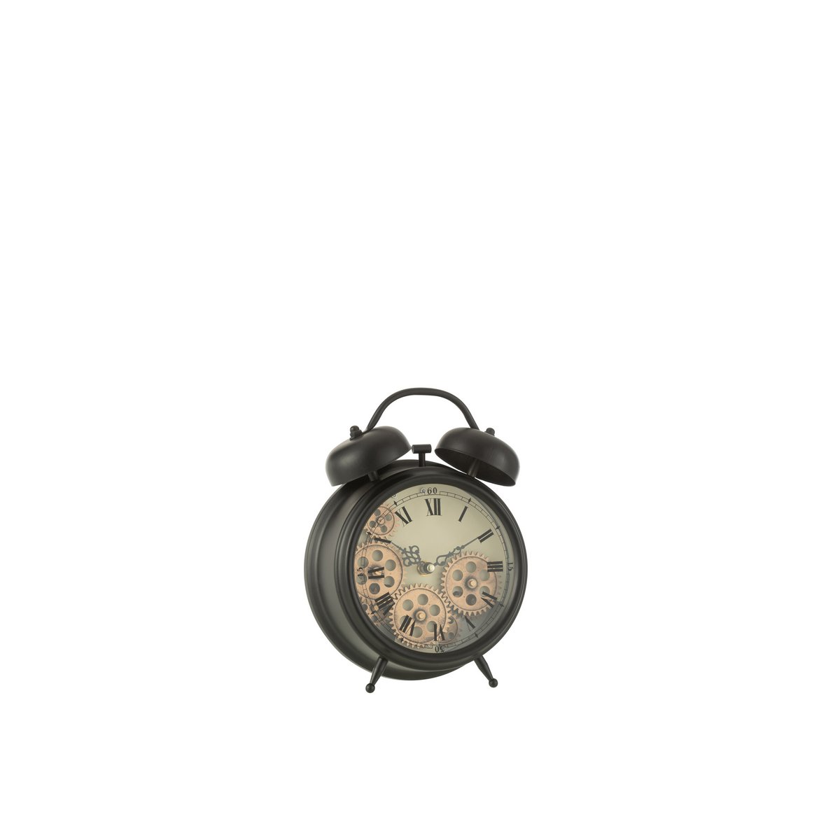 J-Line Wekker Romeinse Cijfers klok - metaal - zwart - S - Ø 26 cm