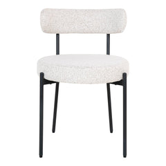 Badalona Dining Chair - Eetkamerstoel, wit bouclé met zwarte poten, HN1270 - set van 2