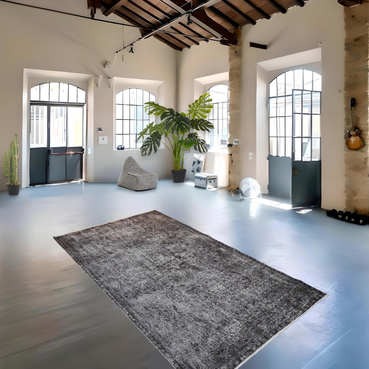 Grijs vintage vloerkleed - 270x157 cm - HANDGEMAAKT