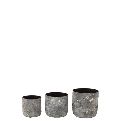 J-Line bempot Ruw - metaal - grijs - Ø 18.00 cm