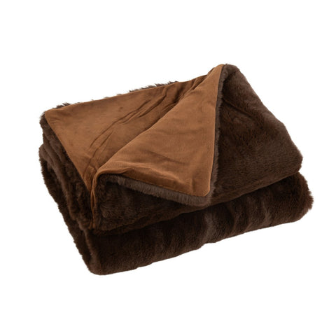 J-Line Plaid Cutie - polyester – 180x130 cm – donkerbruin
