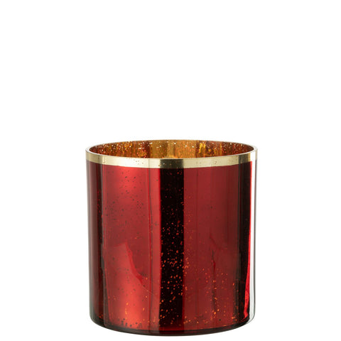 J-Line windlicht Rand - glas - goud/rood - extra large