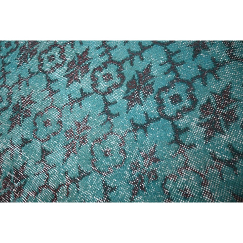 Turquoise vintage vloerkleed - 217x127 cm - HANDGEMAAKT