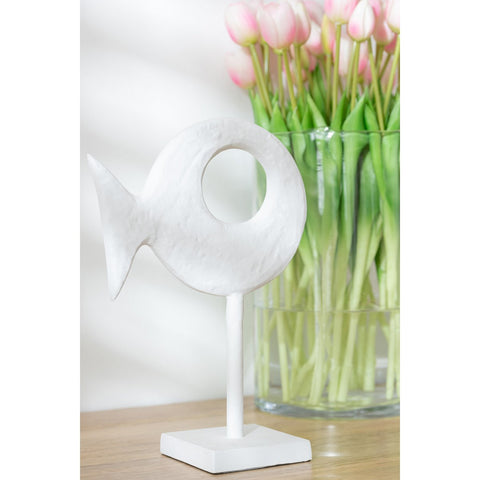 J-Line Figuur Vis Op Voet Aluminium Wit Small