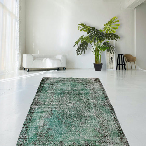 Turquoise vintage vloerkleed - 185x110 cm - HANDGEMAAKT