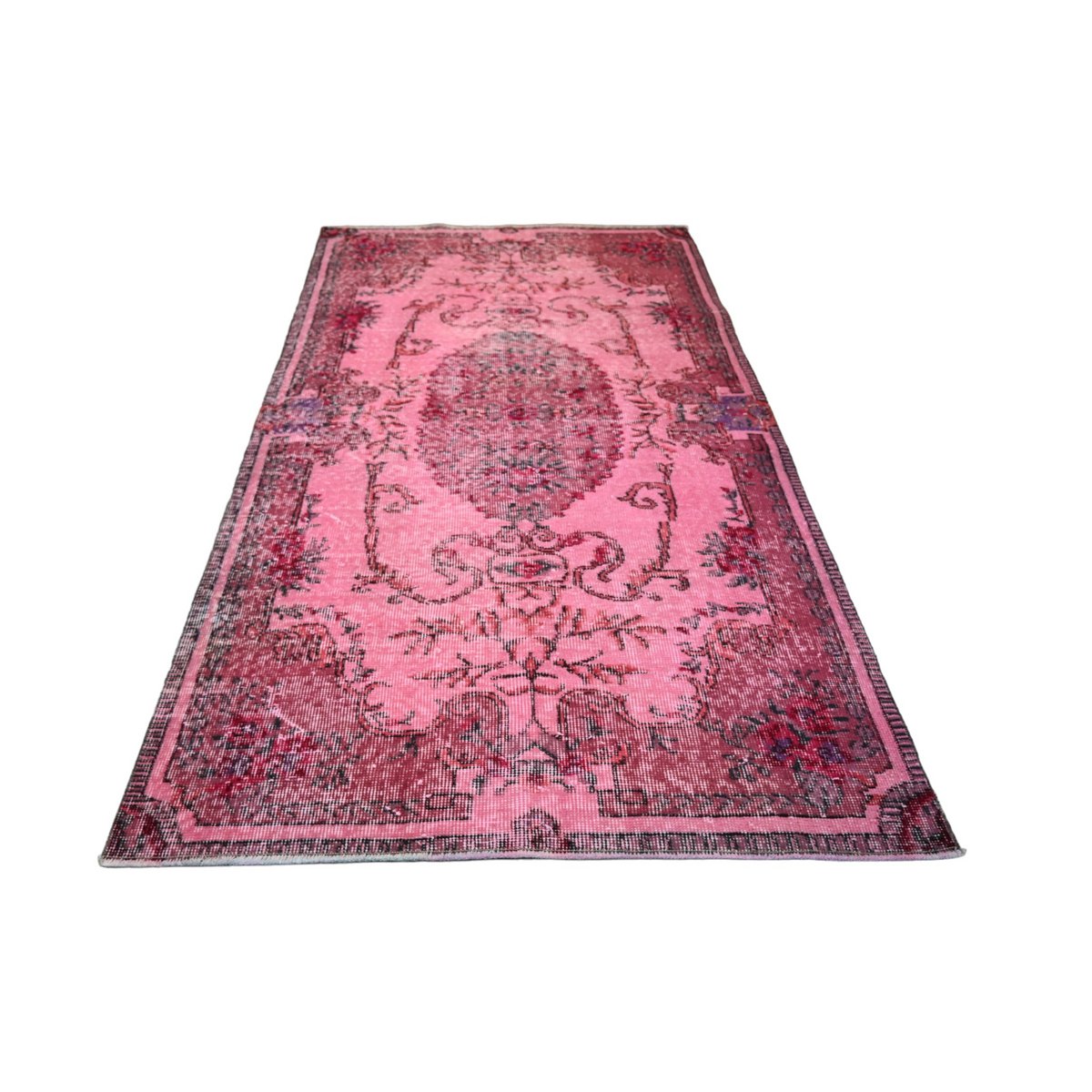 Roze vintage vloerkleed - 197x111 cm - HANDGEMAAKT