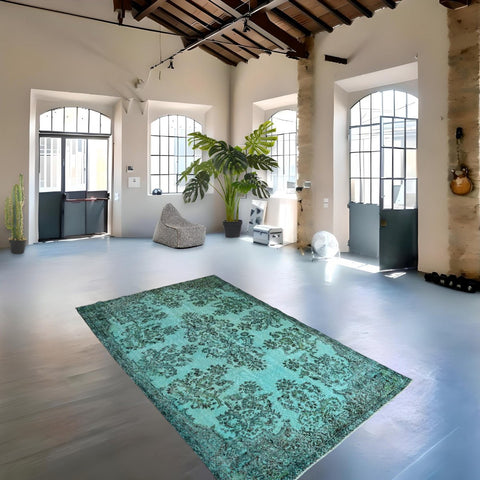 Turquoise vintage vloerkleed - 270x170 cm - HANDGEMAAKT