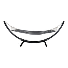 Tripoli Hangmat - Hangmat op houten standaard, lariks, polyester/katoen, zwart/grijs/wit