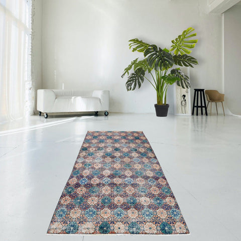 Vintage bloemen vloerkleed - 249x133 cm - HANDGEMAAKT