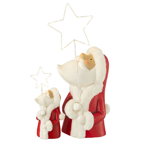 J-Line Kerstman Led Ster Resin Wit/Rood Large