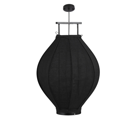 Pego Hanglamp - H73 x Ø54 cm - Linnen - Zwart