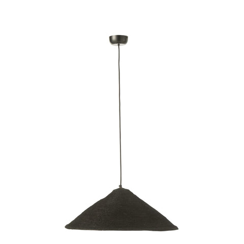 J-Line Hangende Lamp Hoed Moonj - jute - zwart - small