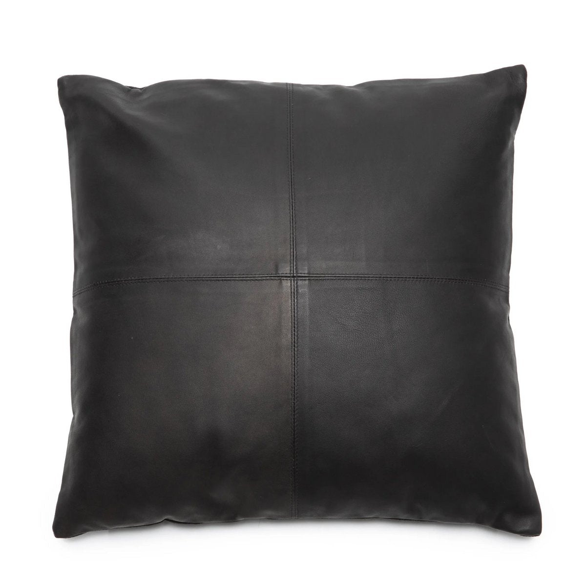 De leren kussenhoes met vier panelen - Zwart - 60x60